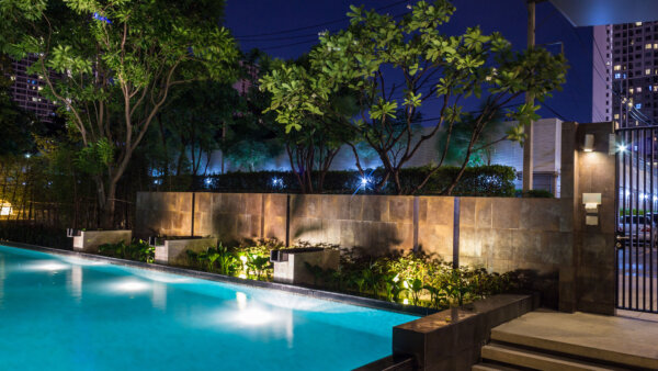 Lighting business for luxury backyard swimming pool.  Relaxed lifestyle with contemporary design by professionals.
