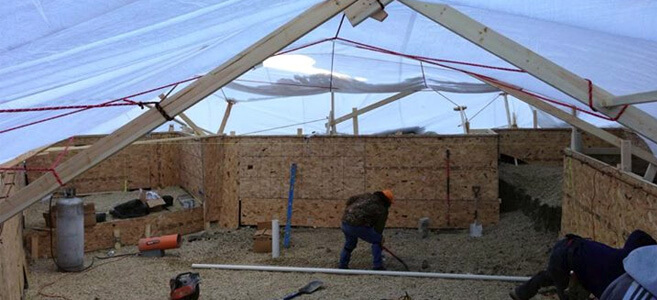 Pool construction in the winter